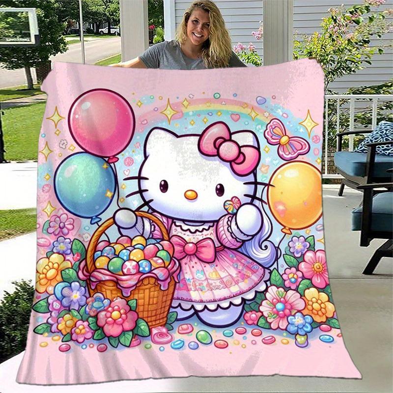 1pc. Hello Kitty Rainbow Balloons Outdoor Blanket - Cute Home Decor, Office Napkin, Giftz0411222
