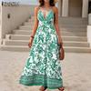 ZANZEA Women Summer Bohemian Print Casual V-Neck Sleeveless Straps Dress