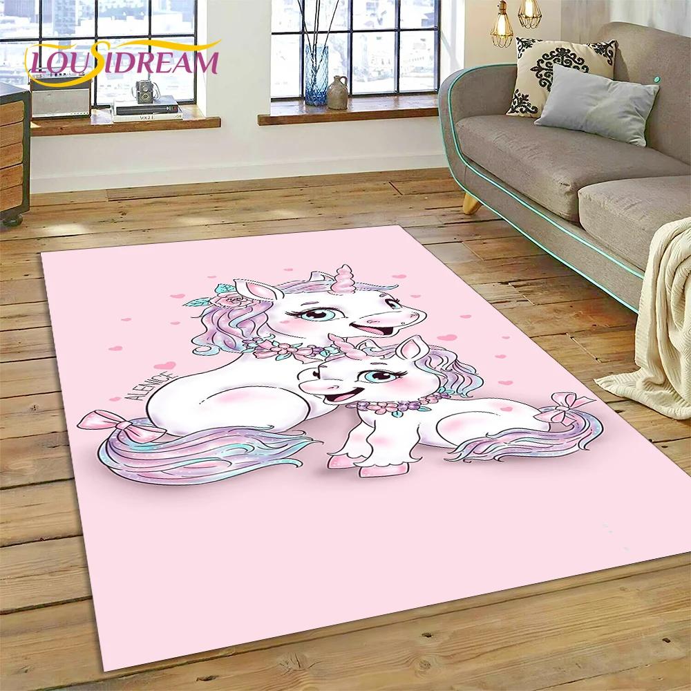3D Cartoon Cute Unicorn Animal Carpet Rug for Home Living Room Bedroom Sofa Doormat Decor,Child Play Area Rug Non-slip Floor Mat