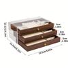 Large Capacity 3-Tier Jewelry Storage Box Drawer Organizer Walnut Wood Grain Multi-layer Stackable Necklace Earrings Jewelry Box