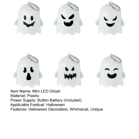 6Pcs Halloween Mini Light-up Ghost Figurine Resin Miniature Table Ghost Lights for Halloween Party Favors Home Garden Decoration