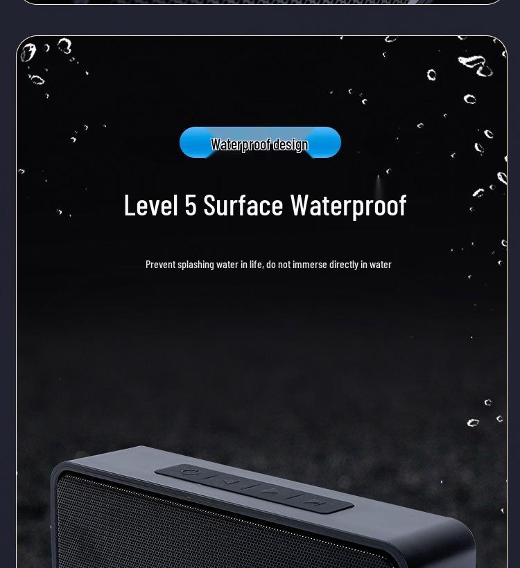 Outdoor Waterproof Wireless Bluetooth Speaker with High-Power Subwoofer