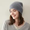 Autumn and winter new% pure cashmere knitted hat children's thickened thermal bald hat solid color versatile hat