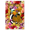Canvas print, Parrot and colourful flowers