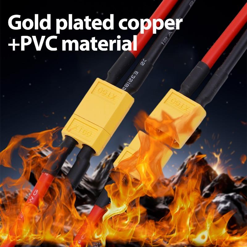For XT60 Parallel Battery Connector Male/Female Cable Dual Extension Y Splitter/ 3-Way 14AWG Silicone Wire for RC Battery Motor