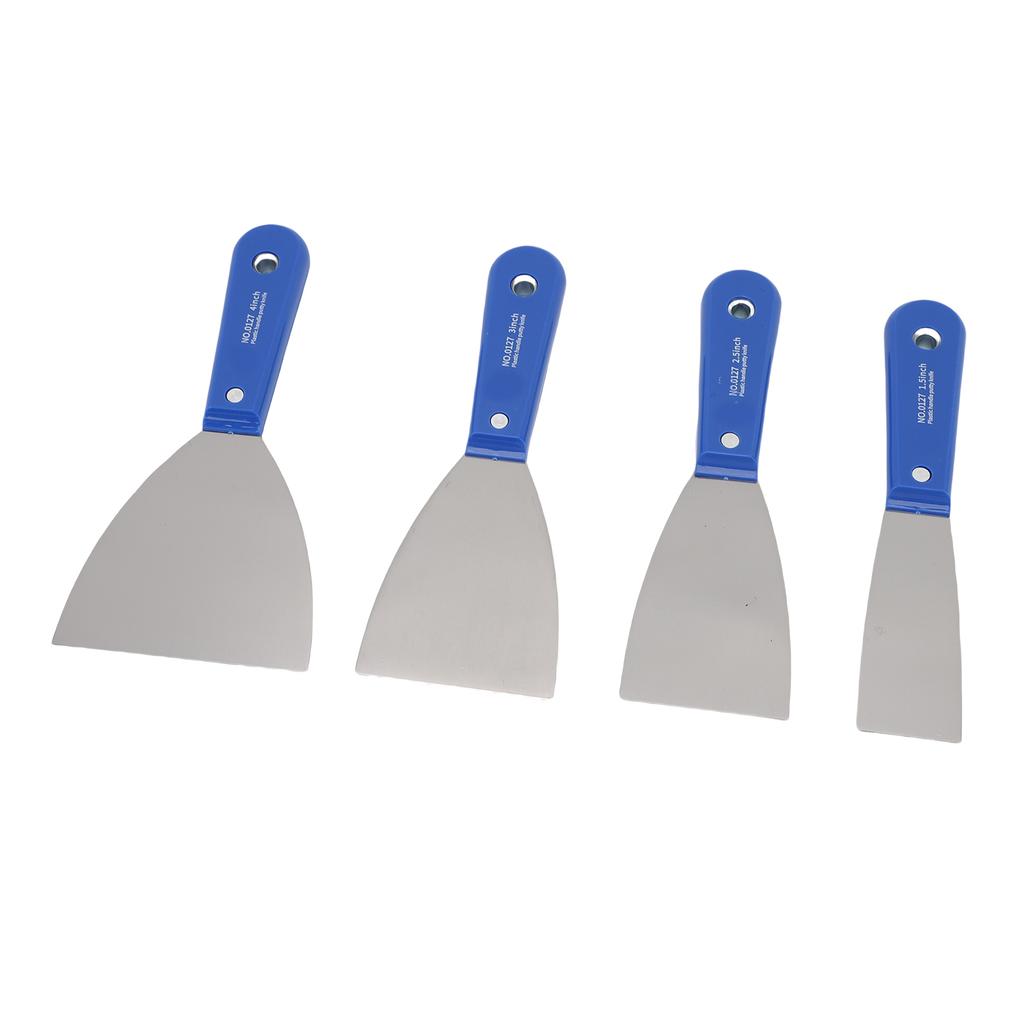 4Pcs Putty Scraper Set with Storage Bag Metal Carbon Steel Plastic Handle Drywall Repair Spreading Painters Tool
