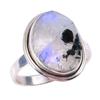 Natural Rainbow Moon Stone Gemstone Handmade 925 Sterling Silver Ring S.10 u4L21