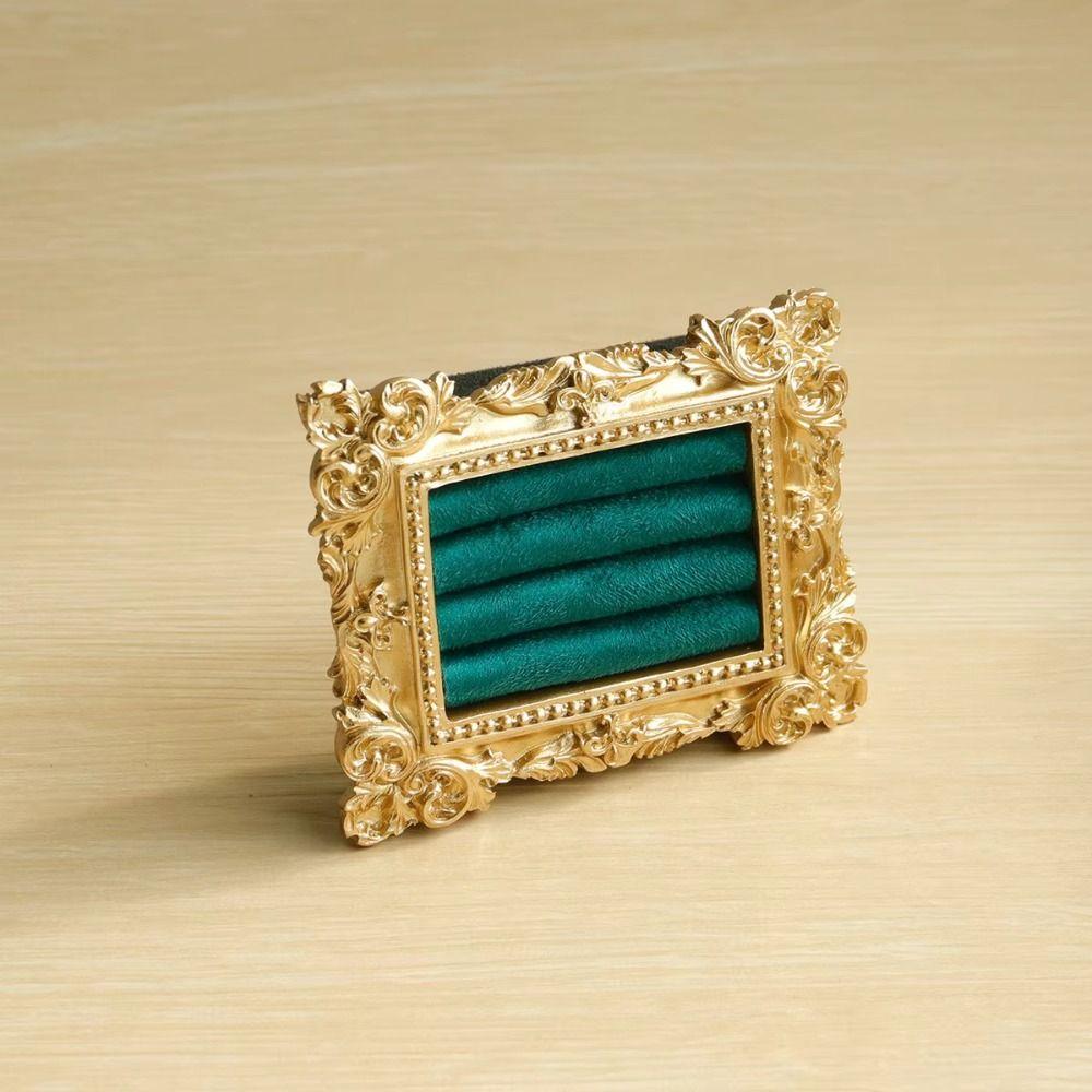 Vintage Gold Ring Display Stand Velvet Organizer Jewelry Display Rack  Photography Props