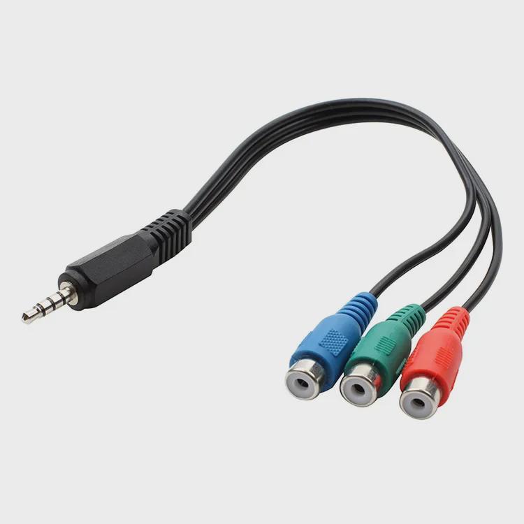 3.5mm Male to Red, Blue, Green Female Video Adapter Cable - 1 to 3 Color Difference Audio Cable