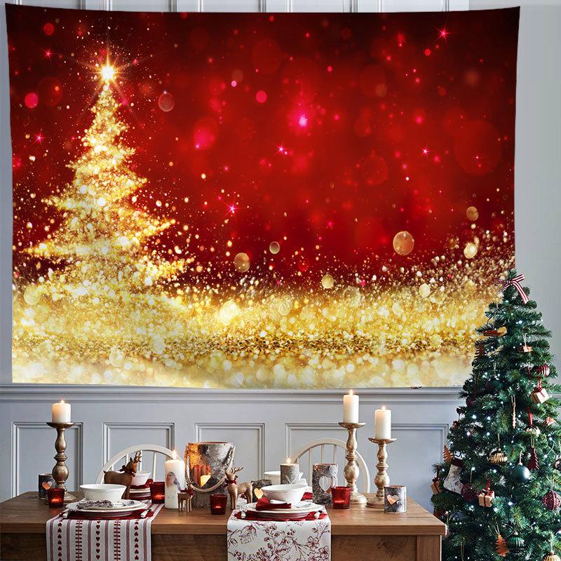 Red Xmas Christmas Snowflakes Winter Nights Fireplace Printed Pattern Tapestry Home Living Room Bedroom Wall Decoration Tapestry