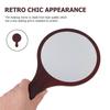 Wooden Handle Makeup Mirror Retro Cosmetic Mirror Handheld 1Pcs