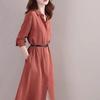 New Women's Long-Sleeved Versatile Fashion Shirt Dress with Waist-Cinching Collar