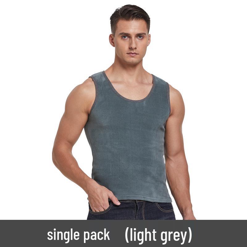 Men's Winter Double-Sided Golden Velvet Vest with Fleece, Thickened for Warmth; Round Neck Waistcoat & Base Layer for Cold Protection