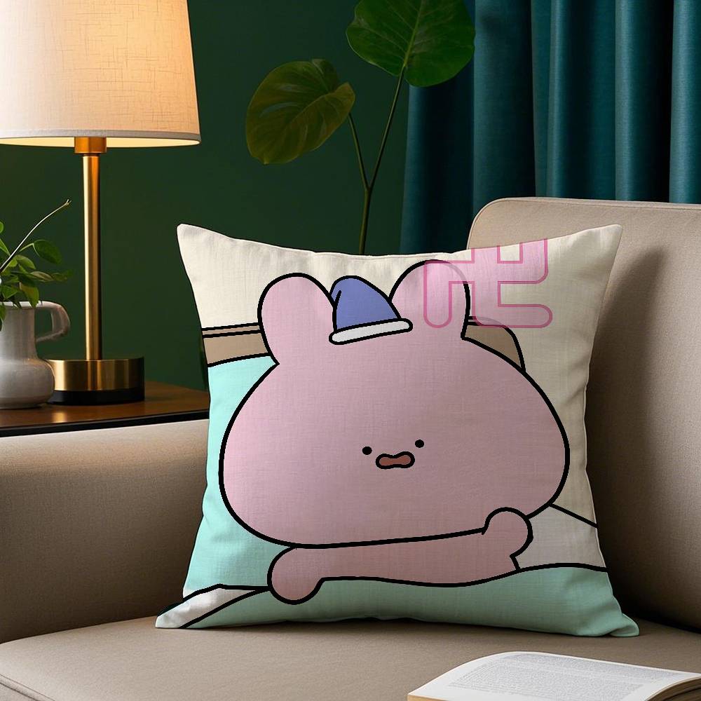 Asamimichaan Śpiąca Urocza Poszewka na Poduszkę Asamimi Przytulna Pluszowa Poszewka z Nadrukiem Dwustronnym – Prezent do Domu do Dekoracji Sypialni