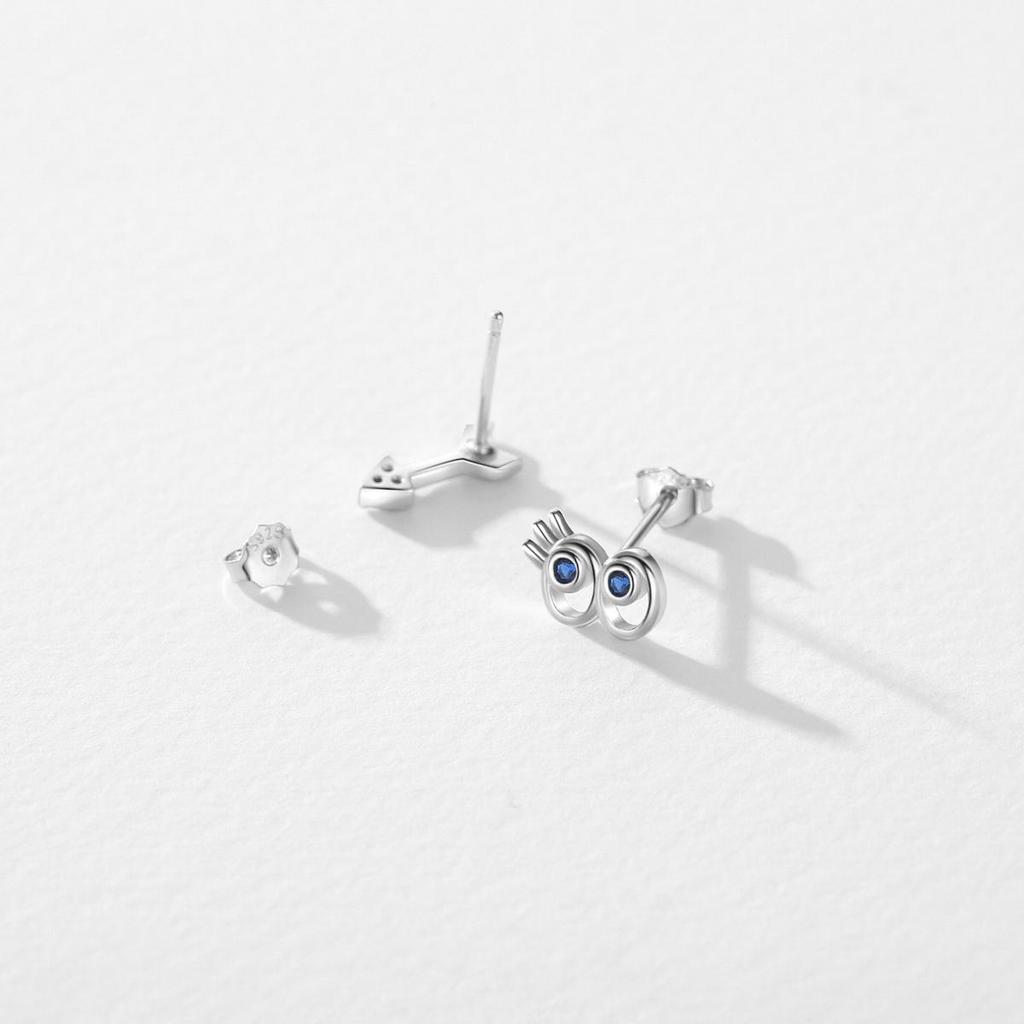 MODIAN 925 Sterlingsilber Niedliche Kleine Blaue Augen Und Pfeil Ohrstecker Asymmetrie Ohrringe für Frauen Geburtstags Schmuck Geschenk