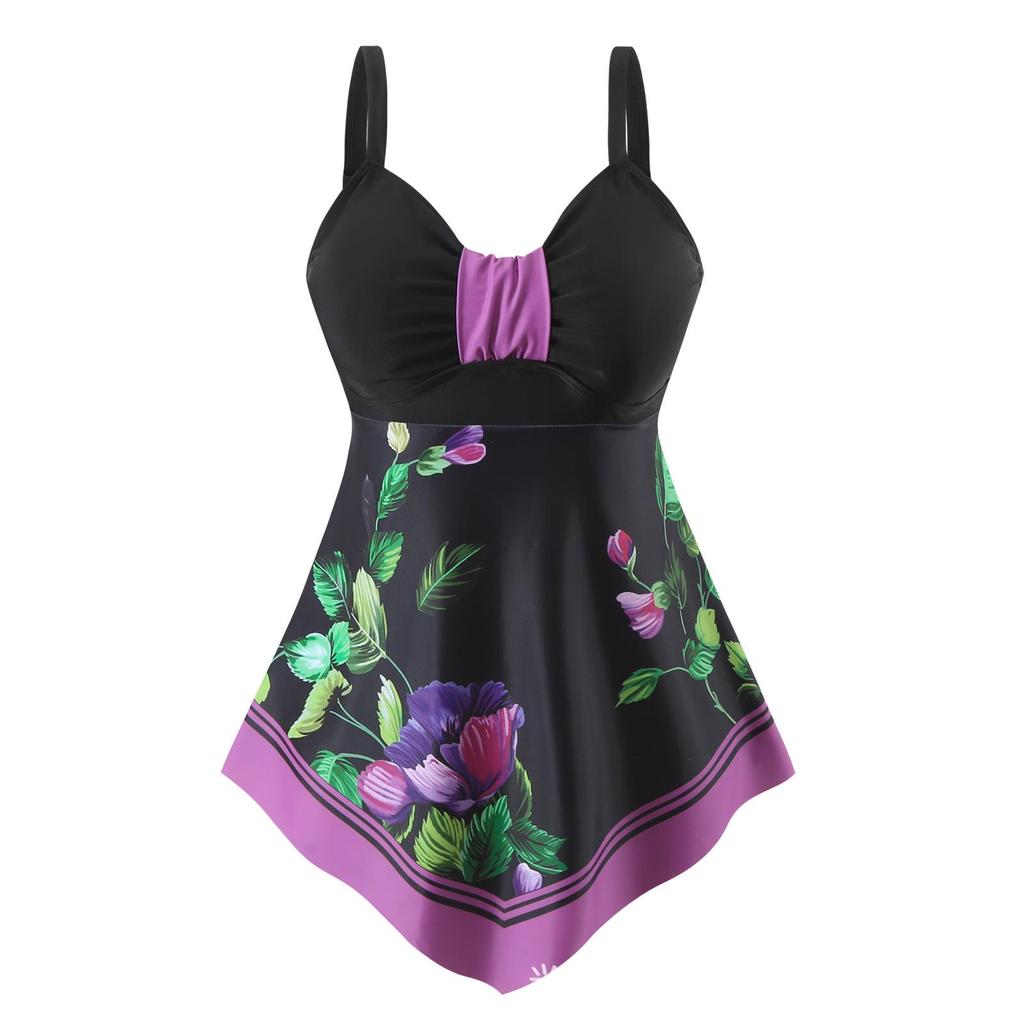 2025 European & American Plus Size Boyleg Quick-Dry Tankini Swimsuit