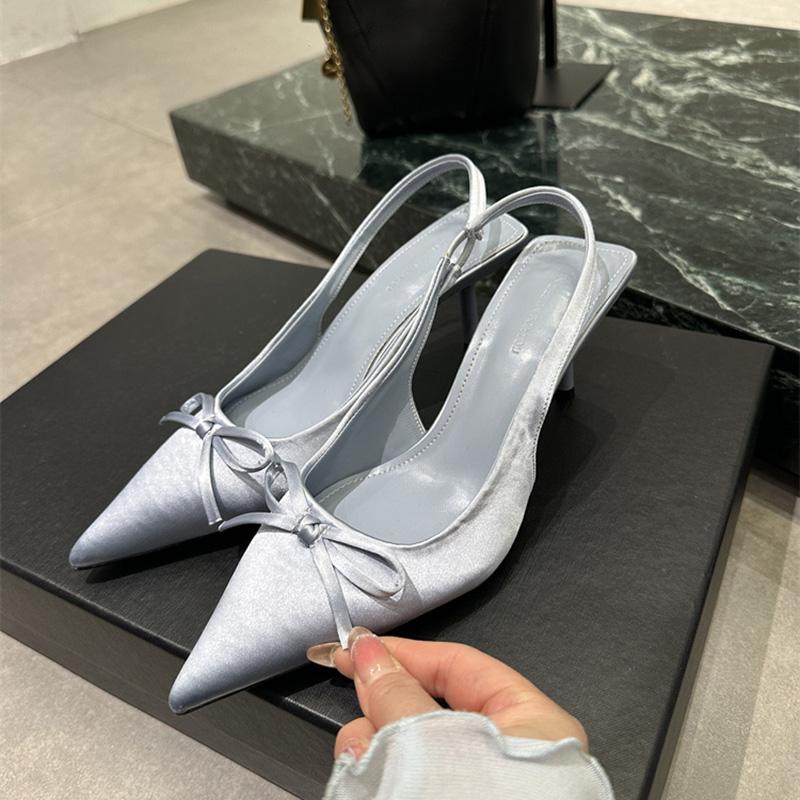 Letnie Sandały Damskie 2025 Modne Szpiczaste Buty z Węzłem Motylkowym Eleganckie Damskie Szpilki na Imprezę Klubowe Sandalias