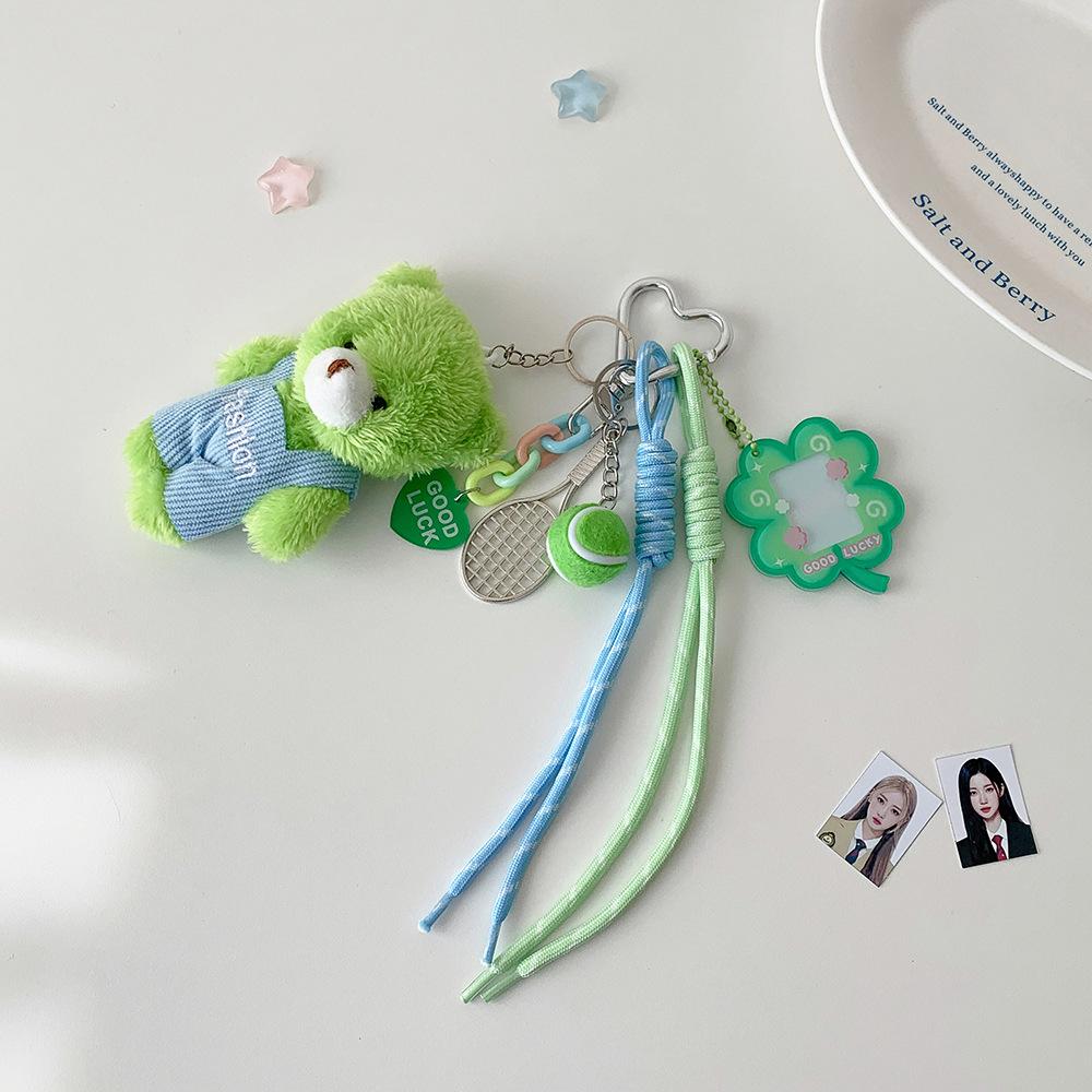 

Acrylic Photocard Holder Kawaii Cute Bear Keychain Key Buckle Charm Adorable Plush Doll Pendant For Backpack Gifts Anime Lover