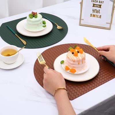 PU Leather Placemat Cloth Pattern Western Food Mat Home Hotel Square Dining Table Mat Heat Insulation Mat Woven Pattern