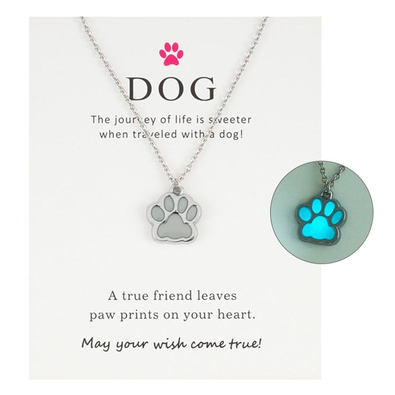 

Glow in the Dark Necklace Cute Luminous Dog Paw Pendants Necklaces for Mens Punk Dog Paw Necklace Chain Fashion Jewelry 1