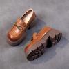 The first layer of cowhide loafers women's autumn 2025 new leather muffin thick-soled retro casual women's single shoes