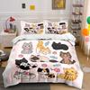 Cute Cartoon Cats Pattern Set Bedding Duvet Cover Set Duvet Cover Pillowcases  (1*Duvet Cover 2*Pillowcases, Without Duvet Insert)