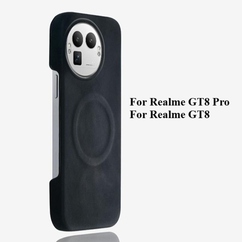Funda Magnética de Cuero PU Piel de Oveja con Carga Inalámbrica Para Realme GT8 Pro Cubierta Sin Marco a Prueba de Golpes Para OPPO Realme GT8Pro Parachoques