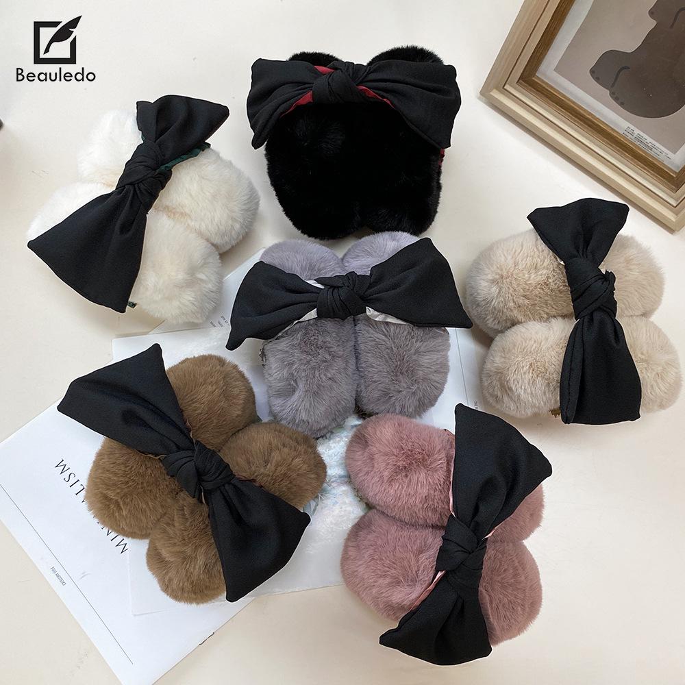 Women's Cute Warm Windproof Plush Earmuffs: Solid Color Ear Warmers for Autumn and Winter, Ideal for Cycling and Versatile Use