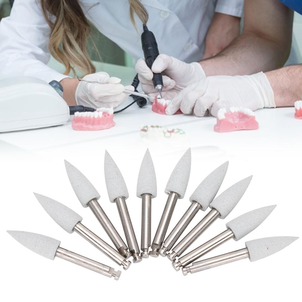 10pcs Dental Polishing Burs Low Speed Dental Grinding Polisher Burs Drill Bits Set Gray