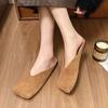 Fashion Women's Elegant Summer French Square Toe 2025 Hot Sale Luxury Mary Jane Shoes Cute Casual Flat Slippers Soft Bottom Flat Shoes