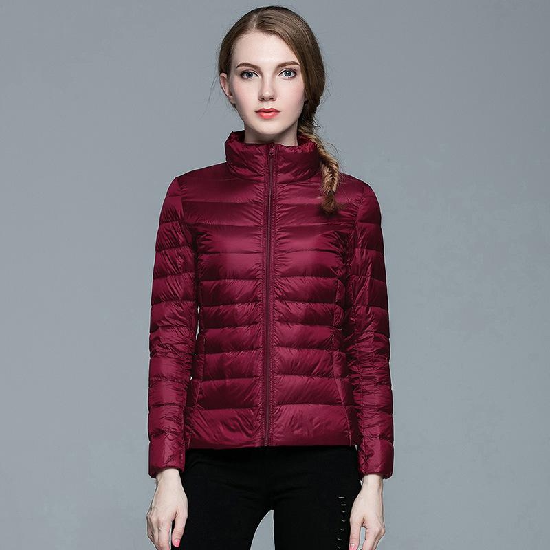 Autumn and winter warm light down jacket women's short stand-up collar outdoor thin autumn and winter women's jacket