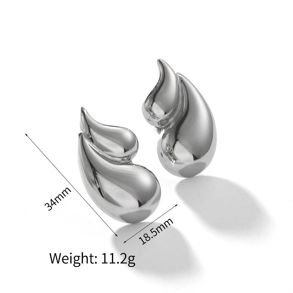 Water Drop Titanium Steel Earrings With Diamonds For Women серебряный