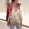 Women's Fashion Casual Lapel 3/4 Sleeve Halloween Print Shirt Women's V-Neck Tops