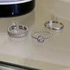 3Pcs Punk Zircon Metal Rings Set For Women Simple  Geometric Wide Open Ring Minimalist Silver Color Aesthetic Rings