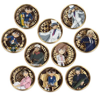 Tenyo Distintivo de Ouro Esmagador Detective Conan 1 Conjunto [10 peças por caixa] TKB-S01 Distintivo de Lata Banhado a Ouro 24K Diâmetro aprox.. 5,6 cm