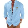 Camicia classica da uomo a maniche lunghe con colletto alla coreana, vestibilità casual, alla moda giovanile, da uomo