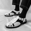Sommer Neue Herren Gladiatoren Schwarz Weiß Lackleder Freizeitschuhe Atmungsaktive Strandsandalen Outdoor Hausschuhe Übergröße