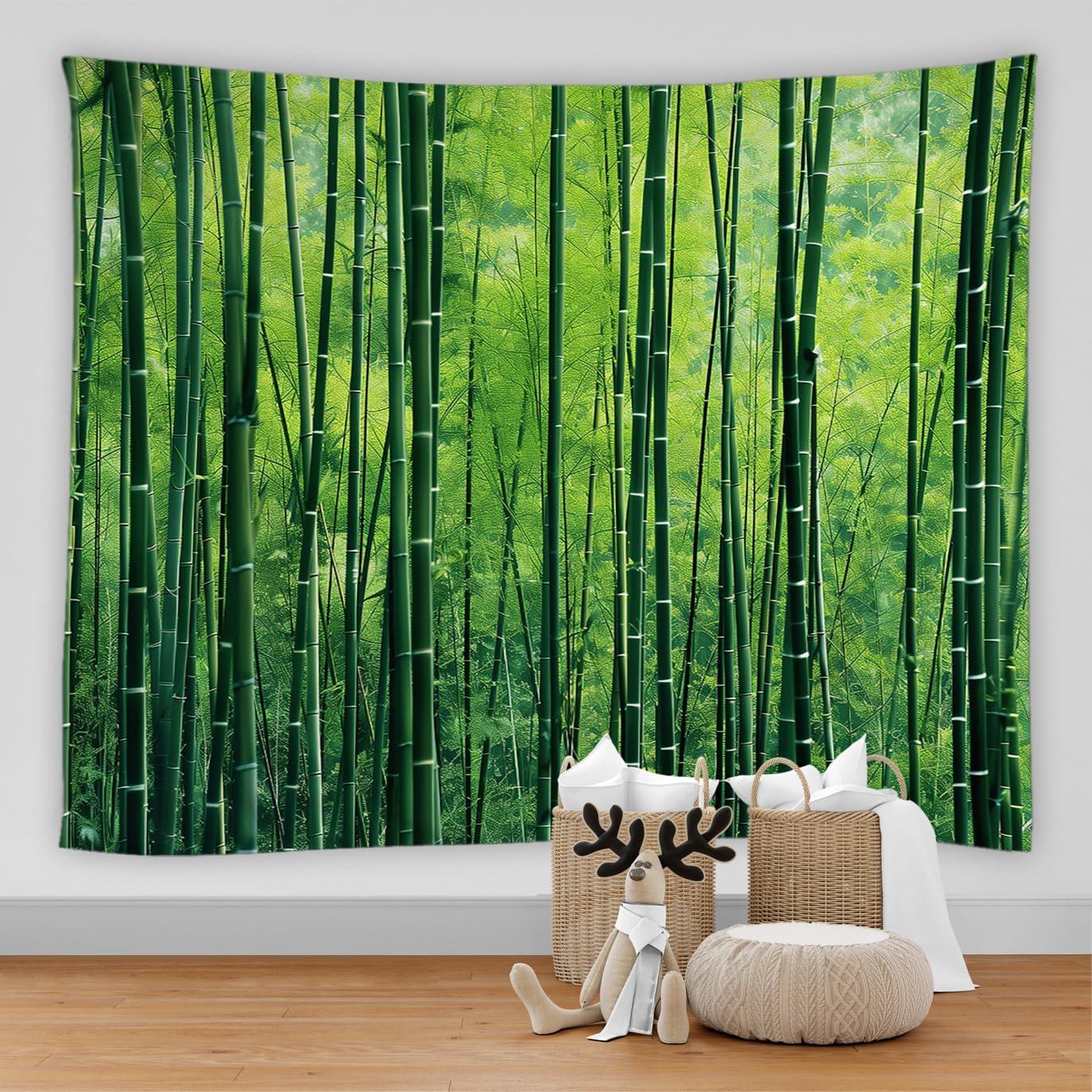 Tapestry bamboo green forest zen summer 75x100