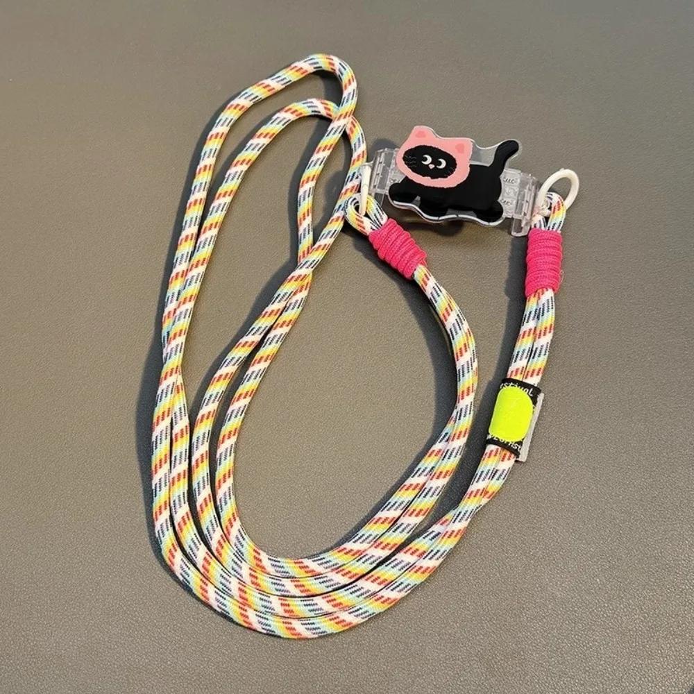 Cartoon Dog Rabbit Phone Crossbody Chain Stand Back Clip Holder Detachable Neck Strap Hanging Rope Adjustable