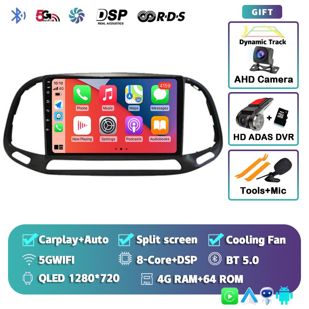 Android 14 Carplay Auto Car Radio For Fiat Doblo 2015 2016 2017 2018 2019 Multimedia GPS Video Player Navigation Stereo 2din DVD