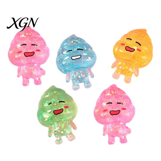 TPR Stress Ball 5Pcs Glitter Animal Sugar Anxiety Relief Clear Frog Anti-stress Toy Dog Cartoon Shit Squeeze Sensory Decompression