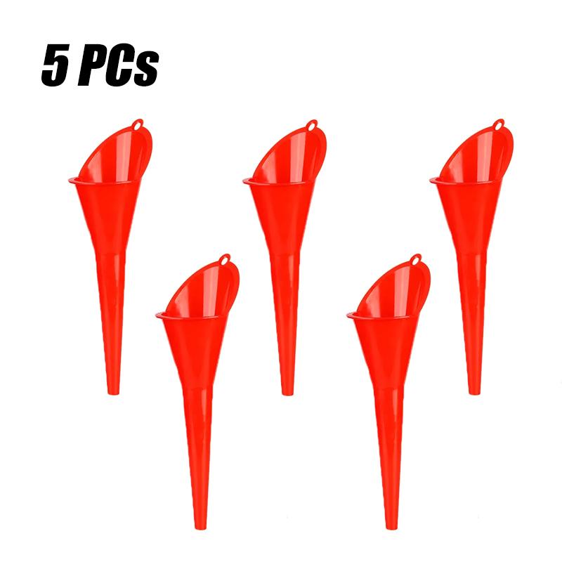 5Pcs Car Long Stem Funnel Gasoline Oil Fuel Filling Tools Anti-splash Plastic Oil Funnel Motorcycle Refueling Tools Accessories.