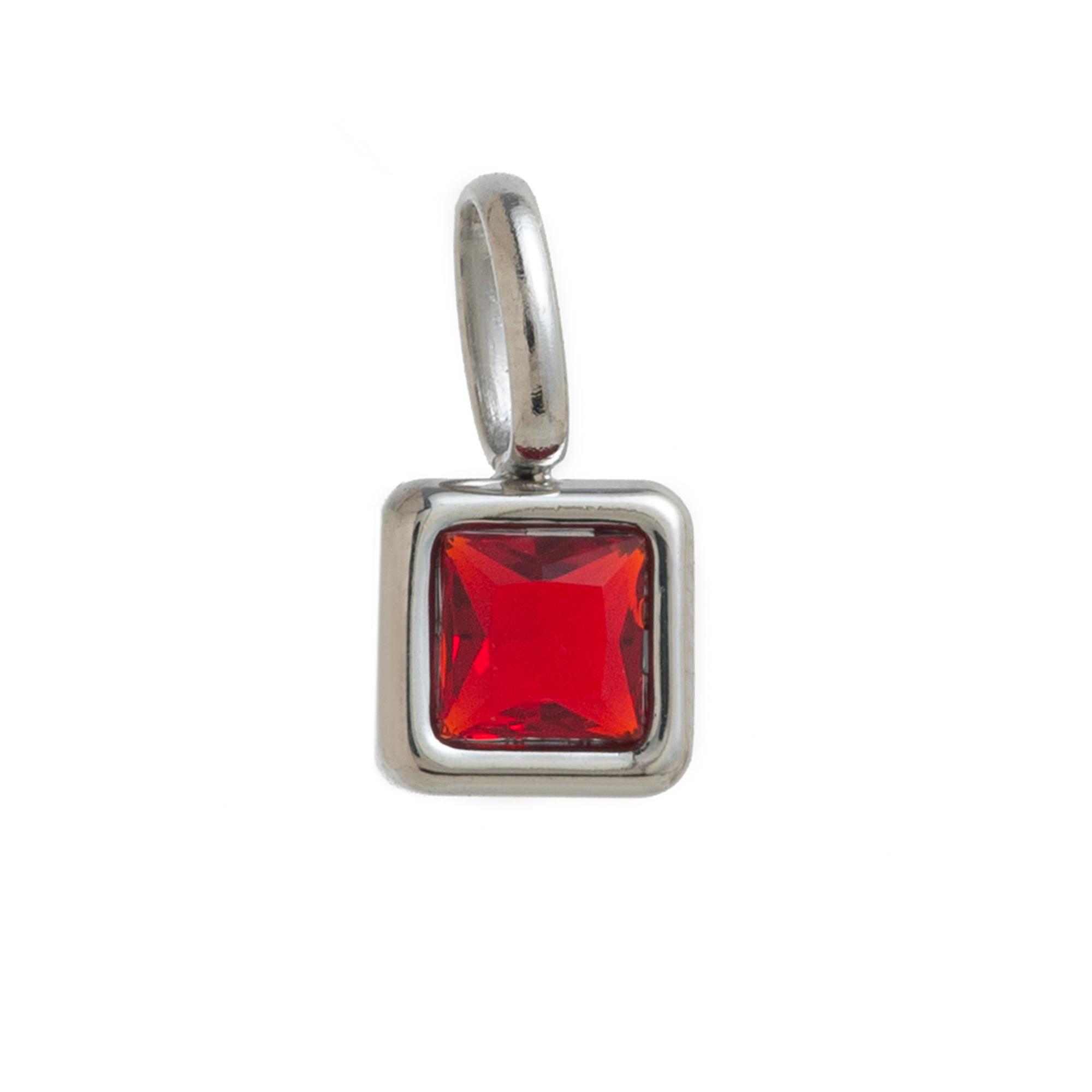 Titanium steel simple 12 birthstone pendant DIY square pendant vacuum plated 18k real gold in the furnace