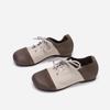 Johnature Cowhide Mixed Colors Casual Flats Comfortable Retro Genuine Leather Lace Up Versatile Women's Shoes