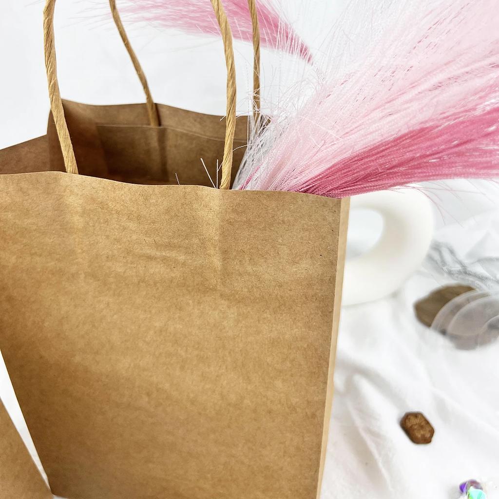 10pcs- Handbag Kraft Paper Packing Bag Takeaway Kraft Paper Bag