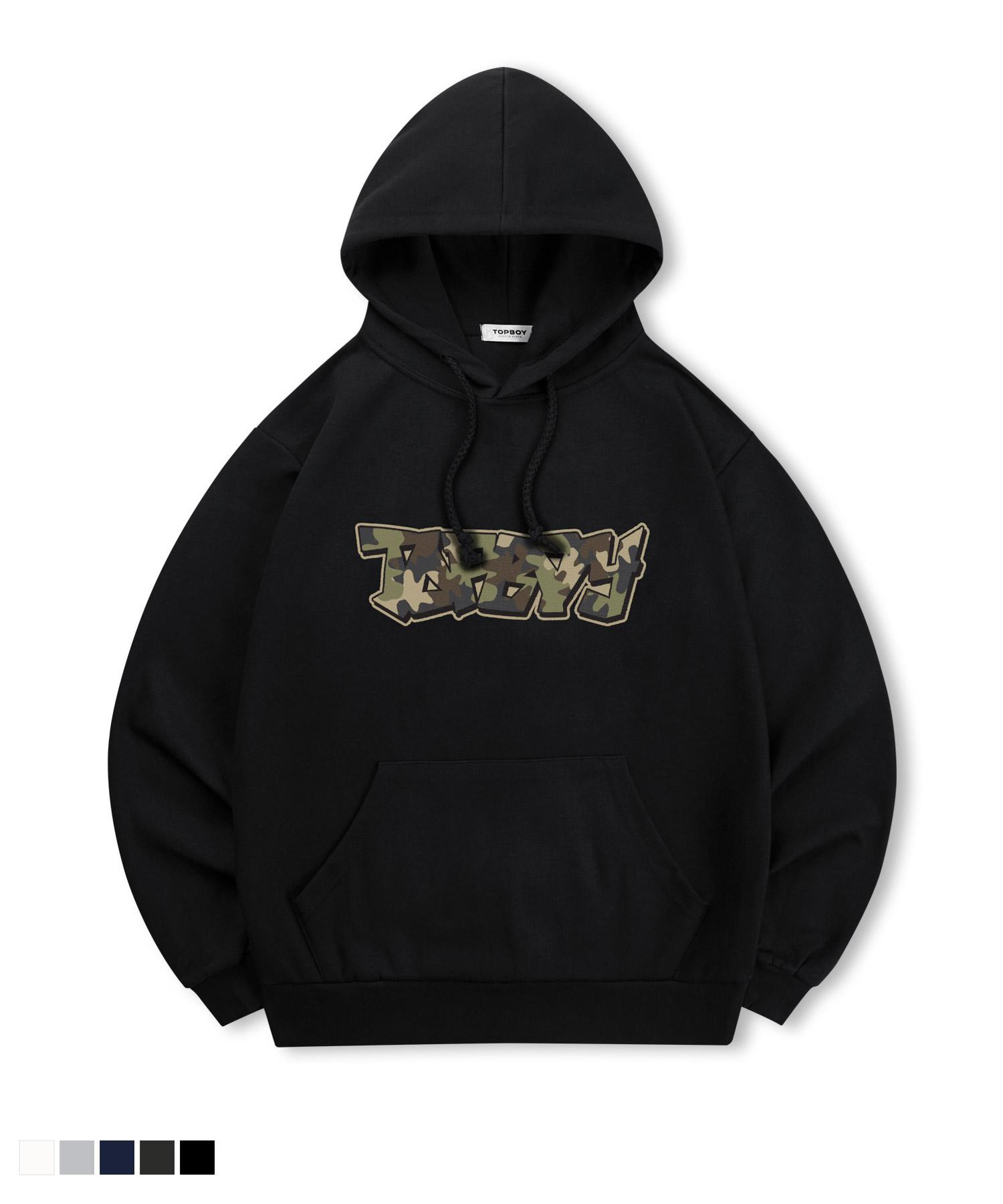 Top Boy [Non-Fleece Or Fleece] Camo Vibe Print Hooded Sweatshirt (Type B) (Fleece-Lined) Melange Pth2016/S