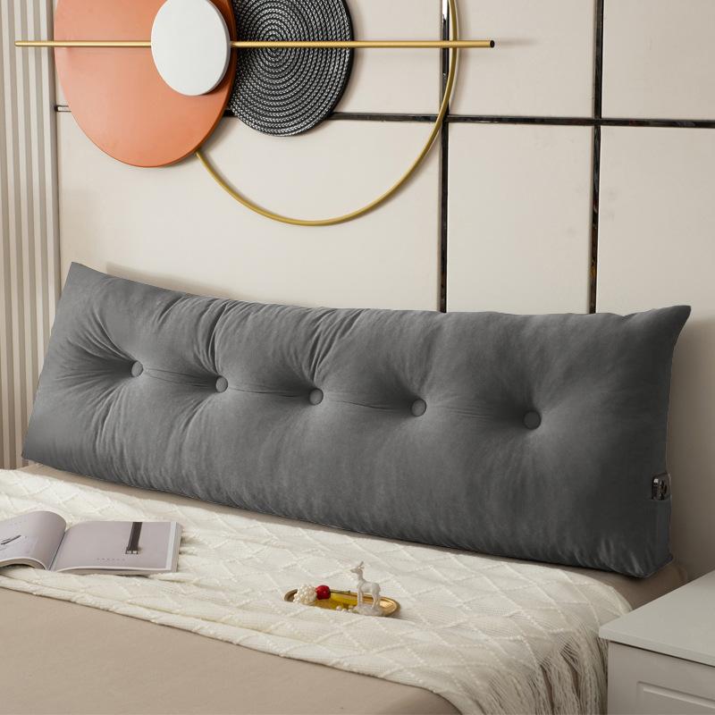 Comfortable Thick Filled Bed Back Pillow, Solid Color Soft Headboard Support Cushion With Practical Side Pocket