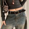 PU-Leder Geflochtene Taillenband mit Dornschließe Herren Gürtel Mode Wildleder Gürtel Jeans Zubehör