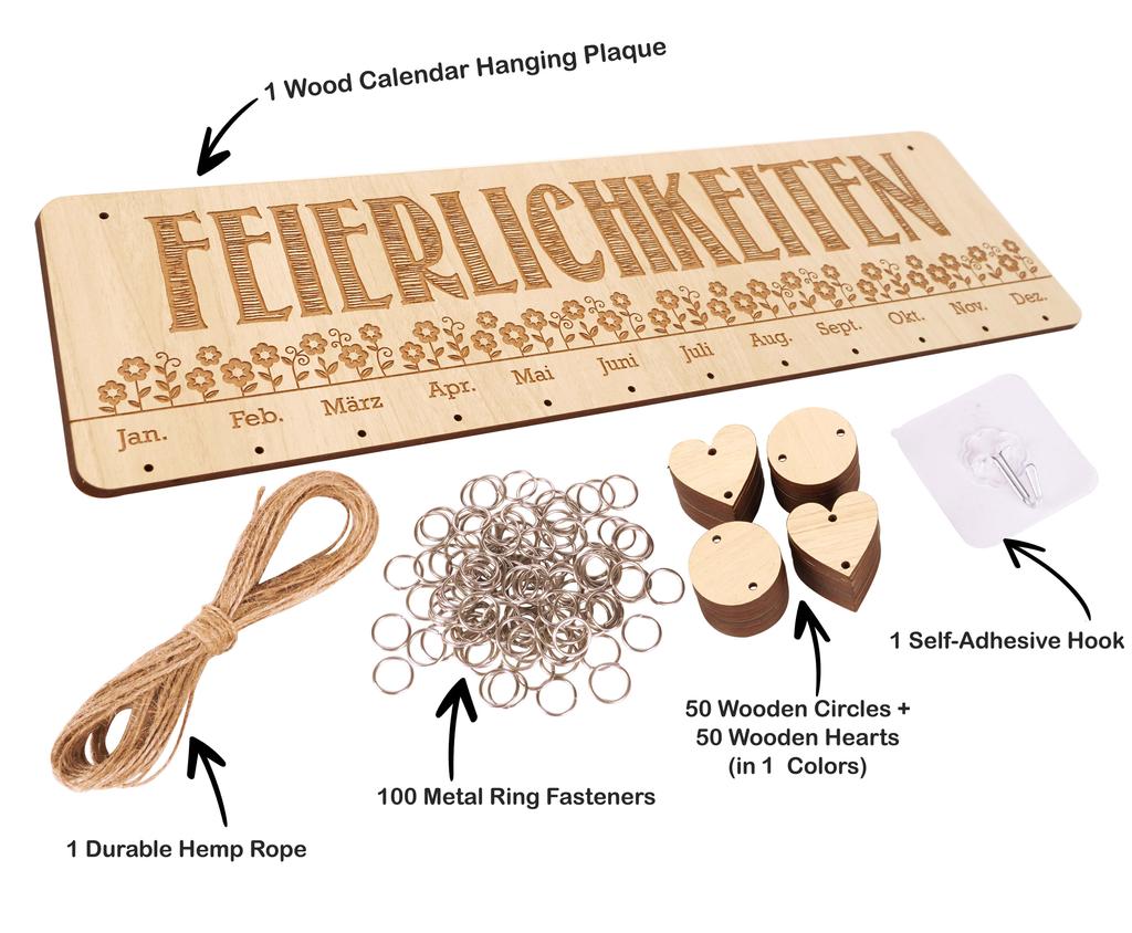 Inkdotpot Wooden Birthday Calendars With Date Diy Birthday Tracker Plaque Wall Hanging, Farmhouse Décor