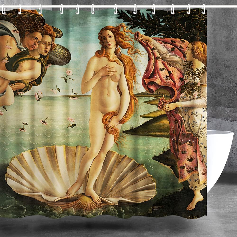 Van Gogh Irises Shower Curtain Set with Hooks, Art Painting Bathroom Decor, Waterproof Fabric